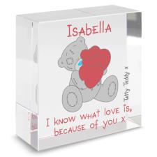 Personalised Me to You Bear Heart Crystal Block